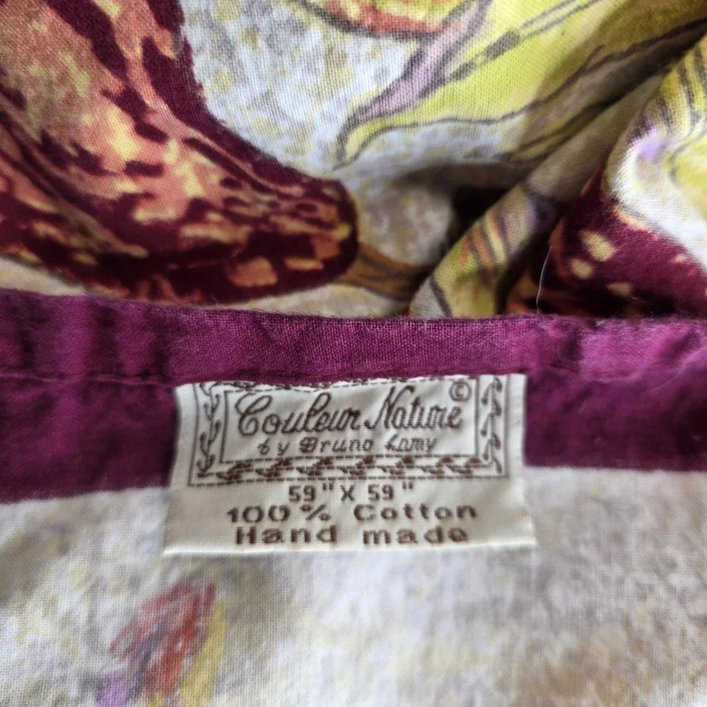COULEUR NATURE BRUNO‎ LAMY Hand Made Pear COTTON TABLECLOTH 59 X 59 Square Fall